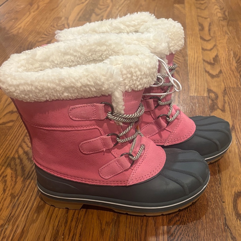Brand New Pink and Gray Kids Snow Boots